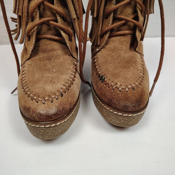 Sam Edelman Kemper Fringe Wedge Bootie In Suede Womens size 8M - Picture 11 of 11